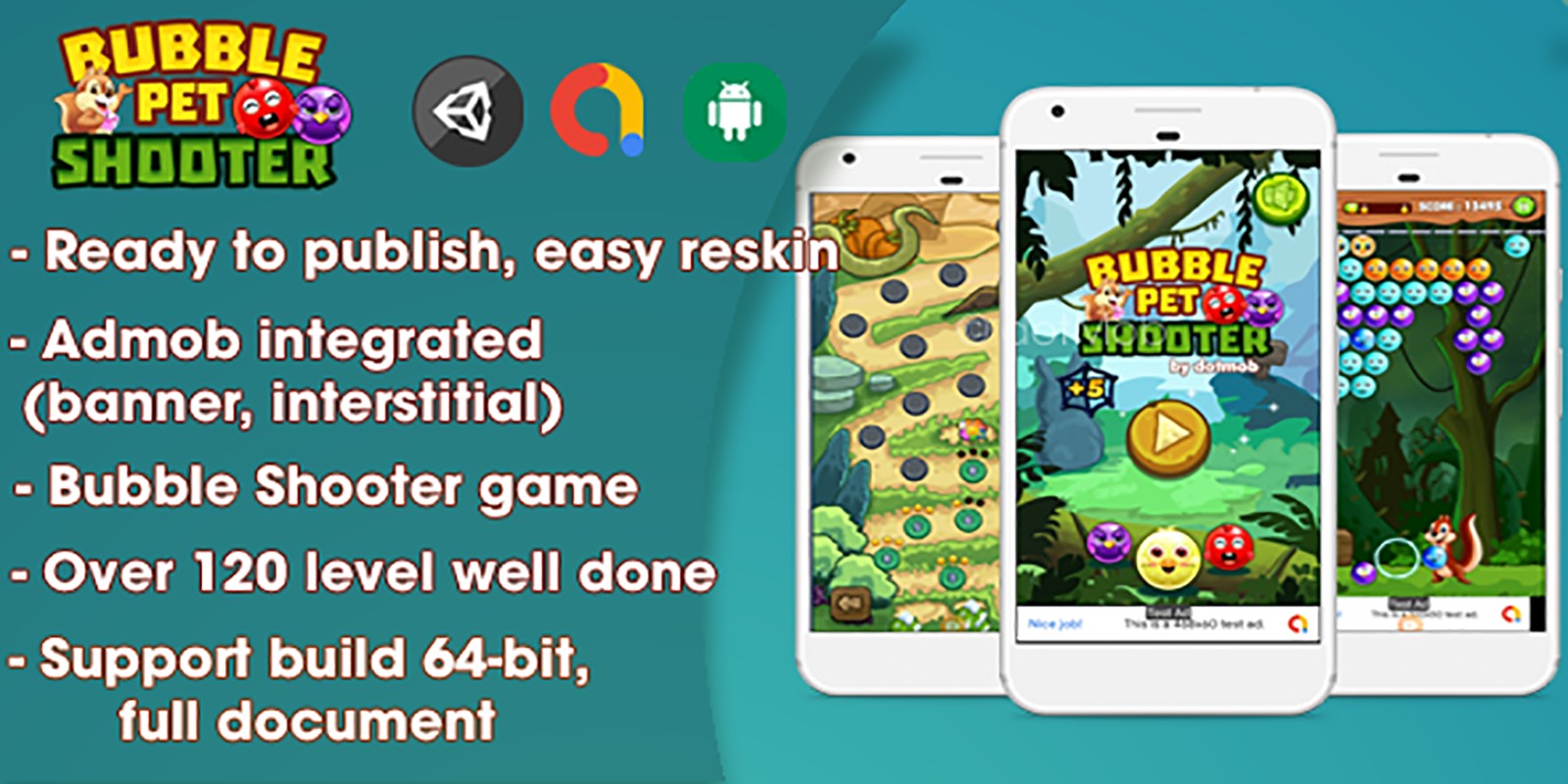 Bubble Shooter Pet - Unity Complete Project (Android + iOS + AdMob)