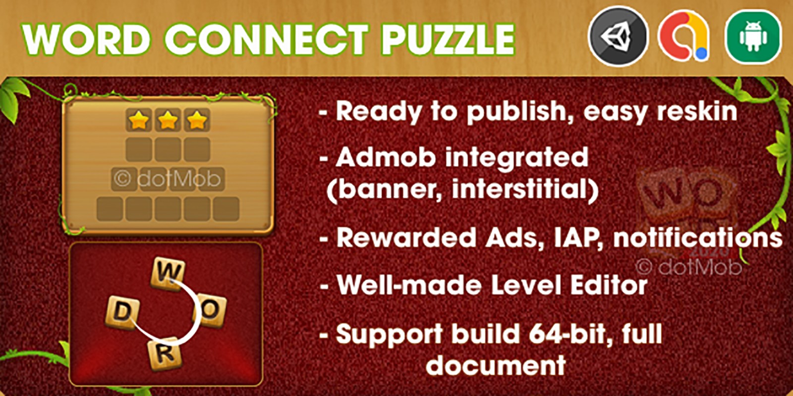 Word Connect Puzzle - Unity Template Project (Android + iOS + AdMob + Notification)