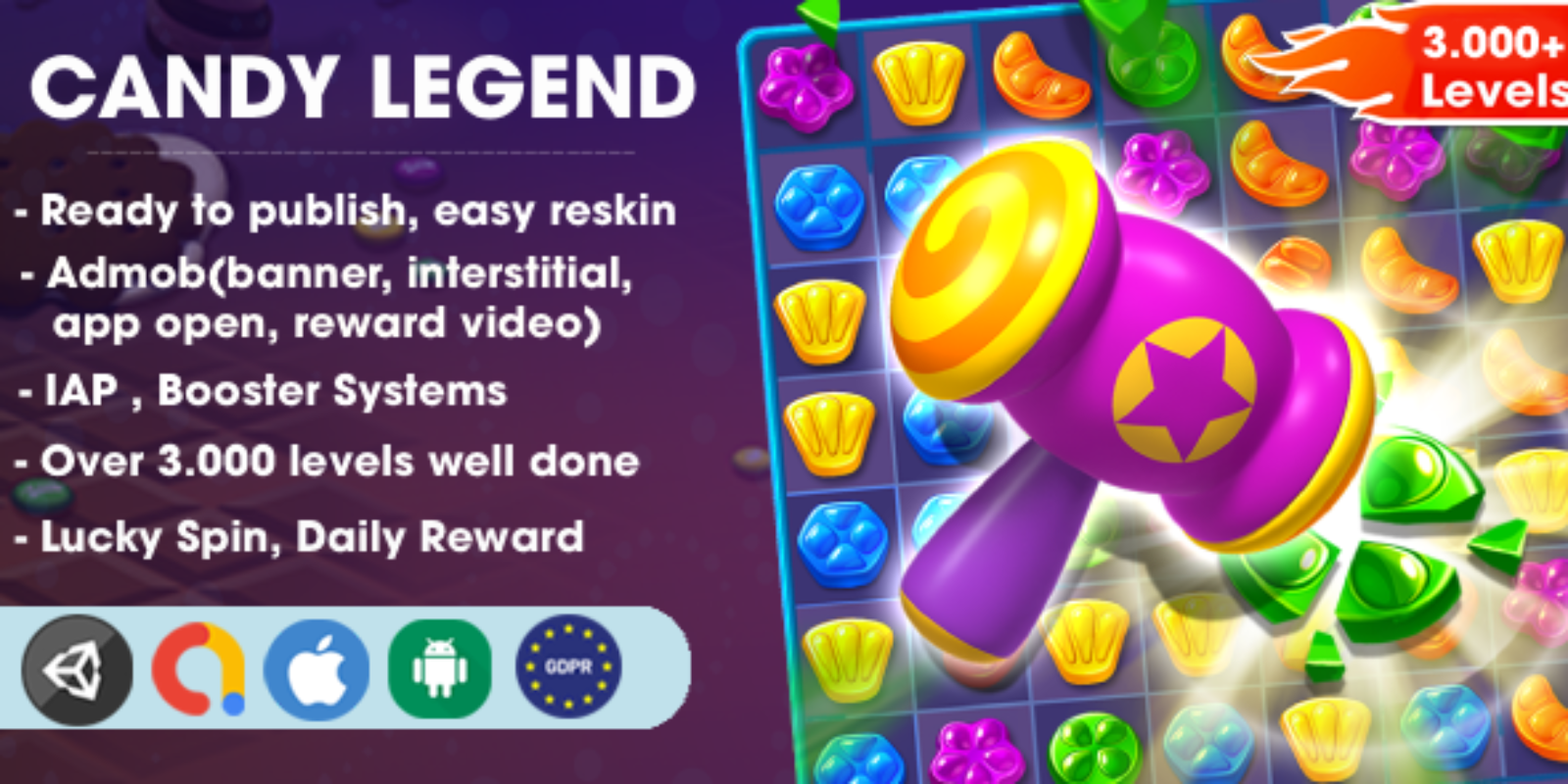 Candy Legend Unity Complete Source code