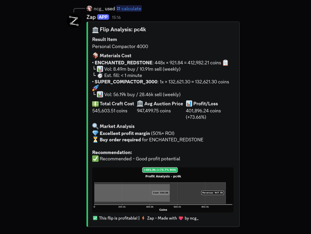 /calculate command example