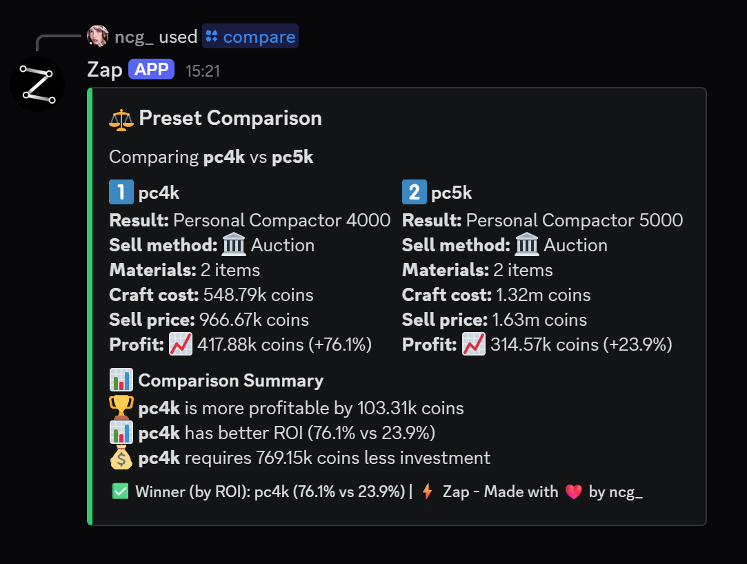 /compare command example