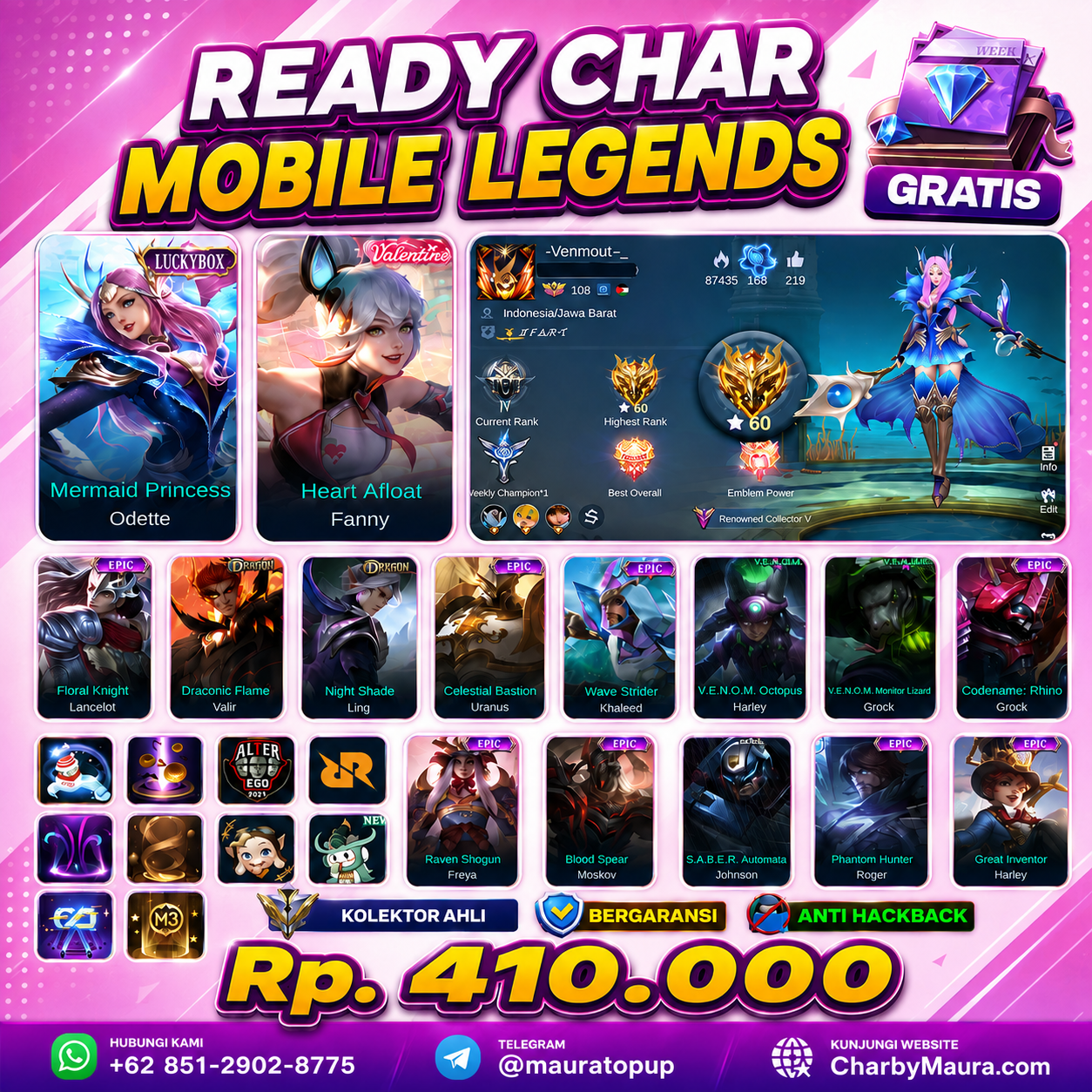 AKUN ML - ODETTE EPIC LIMIT