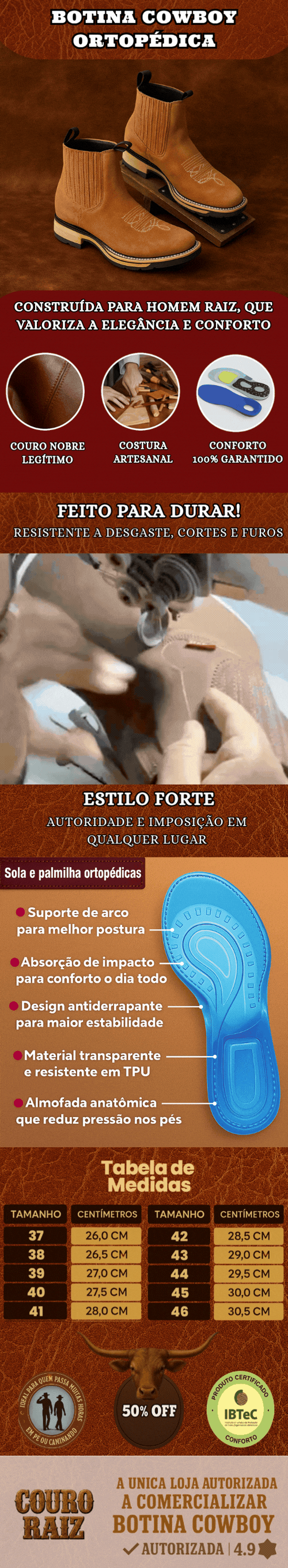 Botina Country Masculina Ortopédica